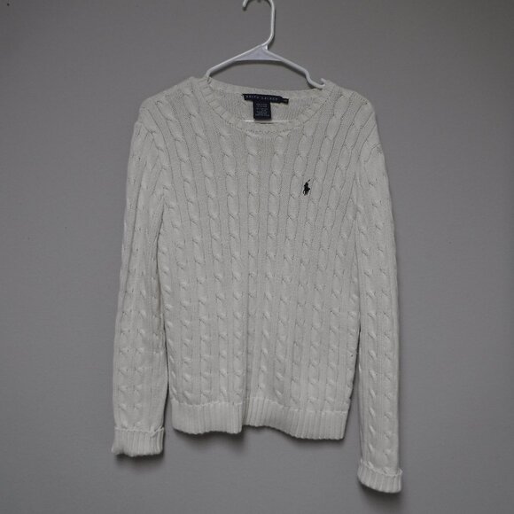 Polo Ralph Lauren Ladies Cream Cable Knit Long Sleeve Sweater - Picture 1 of 4